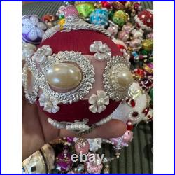 Vintage Sequin & Beaded Push Pin Handmade Christmas Ornaments Set Of +90