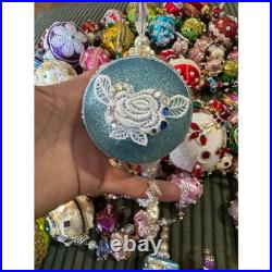 Vintage Sequin & Beaded Push Pin Handmade Christmas Ornaments Set Of +90