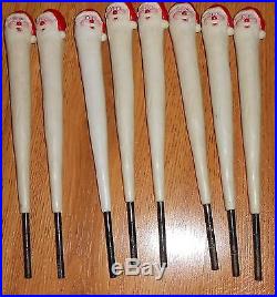 Vintage Set of 8 Santa Claus Light Stakes Christmas Holiday Celluloid