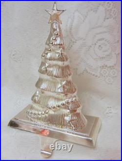 Vintage Silver Plated Christmas Tree Mantel Hook Stocking Holder Hangers Heavy