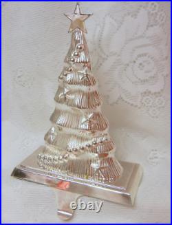 Vintage Silver Plated Christmas Tree Mantel Hook Stocking Holder Hangers Heavy