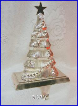 Vintage Silver Plated Christmas Tree Mantel Hook Stocking Holder Hangers Heavy