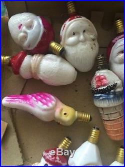 Vintage String Glass Figural Christmas Light Bulbs