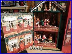 Vintage Studio Nova Christmas Teddy Bear Doll House Action/Lights Music Box MIB