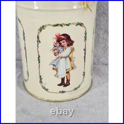 Vintage Style Christmas Floral Arrangement in Victorian Tin Teddy Bear Frosted