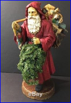 Vintage Tall Christmas Tree Santa Statue Retro 19 Prange’s Tag Toy Sack RARE