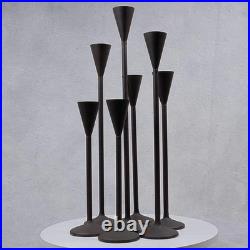 Vintage Tall Iron Candle Holders Set of 7 Modern Brown Metal Graduated Heights Vintage Tall Iron Candle Holders Set of 7 Modern Brown Metal Graduated Heights