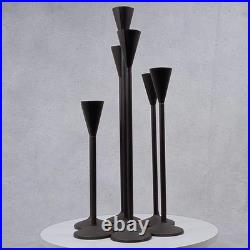 Vintage Tall Iron Candle Holders Set of 7 Modern Brown Metal Graduated Heights Vintage Tall Iron Candle Holders Set of 7 Modern Brown Metal Graduated Heights