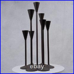 Vintage Tall Iron Candle Holders Set of 7 Modern Brown Metal Graduated Heights Vintage Tall Iron Candle Holders Set of 7 Modern Brown Metal Graduated Heights