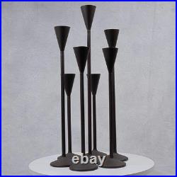 Vintage Tall Iron Candle Holders Set of 7 Modern Brown Metal Graduated Heights Vintage Tall Iron Candle Holders Set of 7 Modern Brown Metal Graduated Heights
