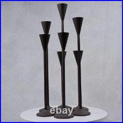 Vintage Tall Iron Candle Holders Set of 7 Modern Brown Metal Graduated Heights Vintage Tall Iron Candle Holders Set of 7 Modern Brown Metal Graduated Heights