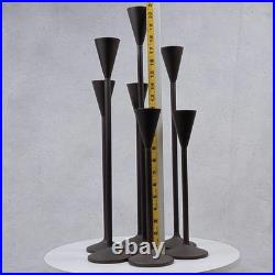 Vintage Tall Iron Candle Holders Set of 7 Modern Brown Metal Graduated Heights Vintage Tall Iron Candle Holders Set of 7 Modern Brown Metal Graduated Heights