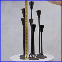 Vintage Tall Iron Candle Holders Set of 7 Modern Brown Metal Graduated Heights Vintage Tall Iron Candle Holders Set of 7 Modern Brown Metal Graduated Heights
