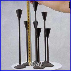 Vintage Tall Iron Candle Holders Set of 7 Modern Brown Metal Graduated Heights Vintage Tall Iron Candle Holders Set of 7 Modern Brown Metal Graduated Heights
