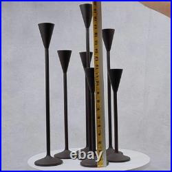 Vintage Tall Iron Candle Holders Set of 7 Modern Brown Metal Graduated Heights Vintage Tall Iron Candle Holders Set of 7 Modern Brown Metal Graduated Heights