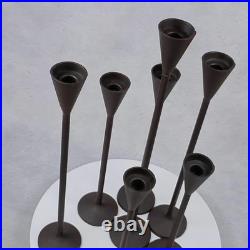 Vintage Tall Iron Candle Holders Set of 7 Modern Brown Metal Graduated Heights Vintage Tall Iron Candle Holders Set of 7 Modern Brown Metal Graduated Heights