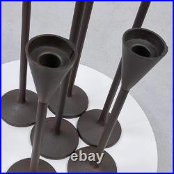 Vintage Tall Iron Candle Holders Set of 7 Modern Brown Metal Graduated Heights Vintage Tall Iron Candle Holders Set of 7 Modern Brown Metal Graduated Heights