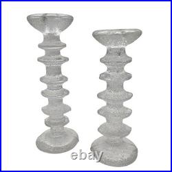 Vintage Tapio Wirkkala Littala Frost Ice Icicle 8 & 6 Ring Candlestick Holders