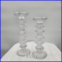 Vintage Tapio Wirkkala Littala Frost Ice Icicle 8 & 6 Ring Candlestick Holders