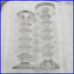 Vintage Tapio Wirkkala Littala Frost Ice Icicle 8 & 6 Ring Candlestick Holders