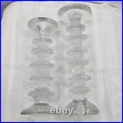 Vintage Tapio Wirkkala Littala Frost Ice Icicle 8 & 6 Ring Candlestick Holders