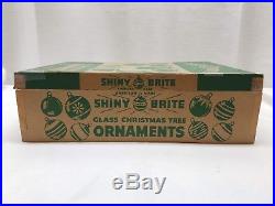 Vintage WWII Unsilvered 4 Jumbo Shiny Brite Christmas Ornaments Box Mica Balls
