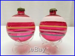 Vintage WWII Unsilvered 4 Jumbo Shiny Brite Christmas Ornaments Box Mica Balls