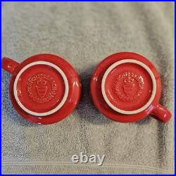 Vintage Waechtersbach West Germany Red Christmas Tree 2 Cups and Salad Plate