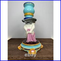 Vintage Wedgwood 1183 Cherub Angel Candlestick Holder Blue Gold Home Decor