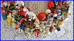 Vintage Wood & Glass Ornament 22 Christmas Holiday Wreath Hand Crafted Santa