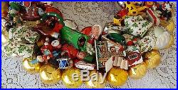 Vintage Wood & Glass Ornament 22 Christmas Holiday Wreath Hand Crafted Santa