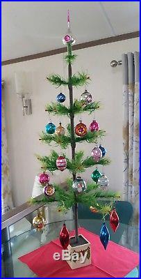 Vintage goose feather Christmas tree with vintage glass baubles
