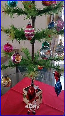 Vintage goose feather Christmas tree with vintage glass baubles