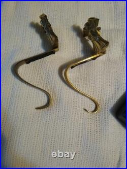 Vintage heavy brass Angel stocking holders