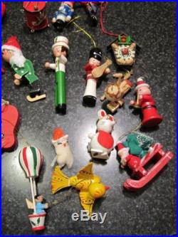 Vintage small wooden Christmas ornaments huge lot kitschy