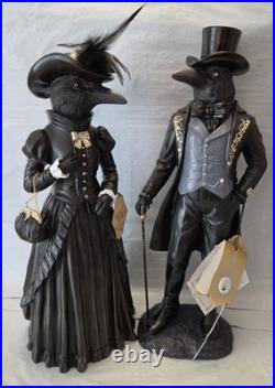 Viral VHTF Gothic Raven Couple Halloween Decor Figurines -20 Tall