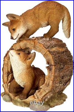 Vivid Arts Playful Fox Cubs Resin Home or Garden Decoration RL-PF07-B