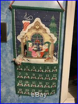 Vtg 1987 Avon Advent Calendar Countdown To Christmas with Mouse Fabric Santa Claus