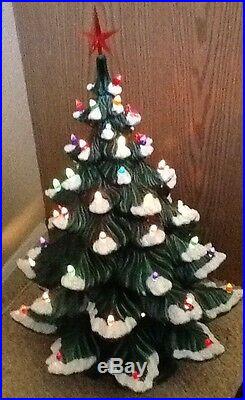 Vtg 4 Pc ATLANTIC Mold Ceramic CHRISTMAS TREE Lights bulbs star Snow tips 28×16