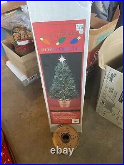 Vtg 4ft Holiday Boutique Fiber Optic Christmas Tree Star Topper Color Wheel (E)