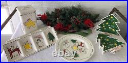 Vtg ('82) Trish Richman for At Home, 8 fanciful holiday serving pcs, NWOB