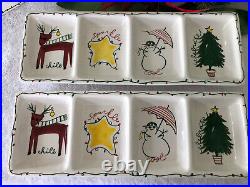 Vtg ('82) Trish Richman for At Home, 8 fanciful holiday serving pcs, NWOB