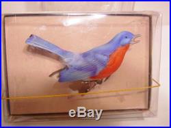 Vtg AUDUBON 1516 Porcelain BIsque Bird Robin Clip On Tree Ornament NIB