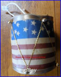 Vtg Americana Drum Christmas Ornament Patriotic USA Flag
