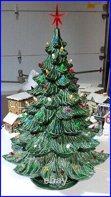 Vtg Ceramic Christmas Tree XL Large Huge 24 with Star RARE Nowells Mold Lighted
