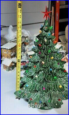 Vtg Ceramic Christmas Tree XL Large Huge 24 with Star RARE Nowells Mold Lighted