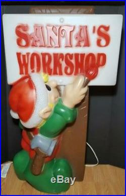 Vtg Christmas 34 Elf SANTA'S WORKSHOP General Foam Lighted Blow Mold Decoration