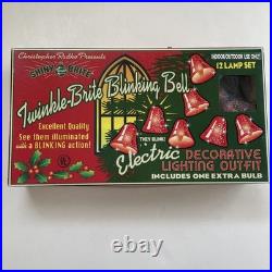 Vtg Christopher Radko Twinkle Brite Blinking Bell Christmas Lights Ornaments