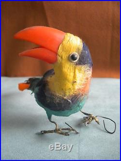 Vtg Craft Feathered Bird Toucan Spun Cotton