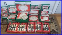 Vtg Fine China Japan Christmas Holly Berry Ornament Spoon Fork Plate Bowl Set